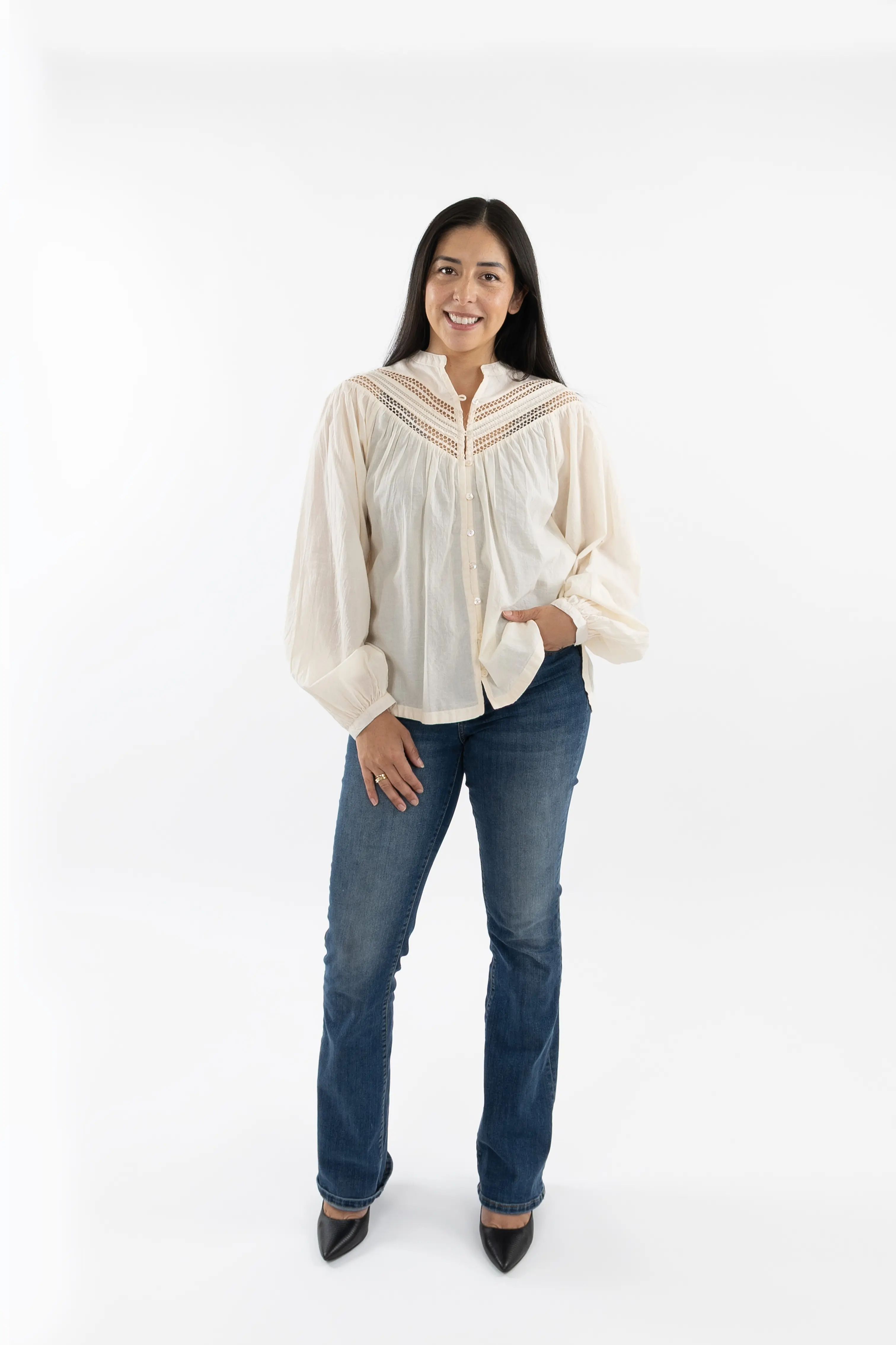 Blouse met gaatjespatroon