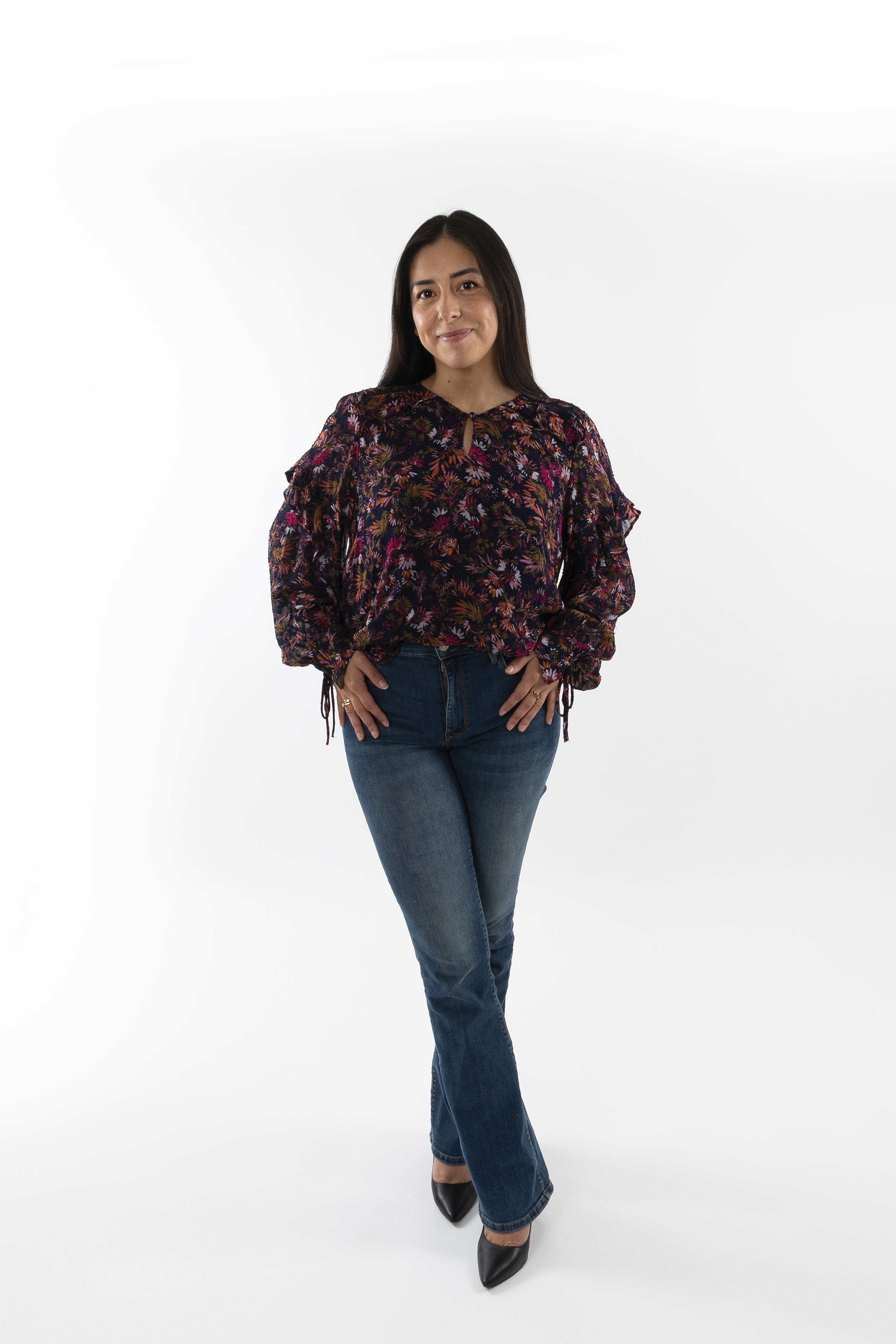 Bloemen blouse met pofmouwen