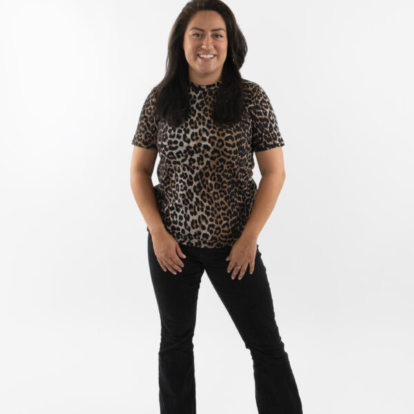 Luipaard print top met hoge hals