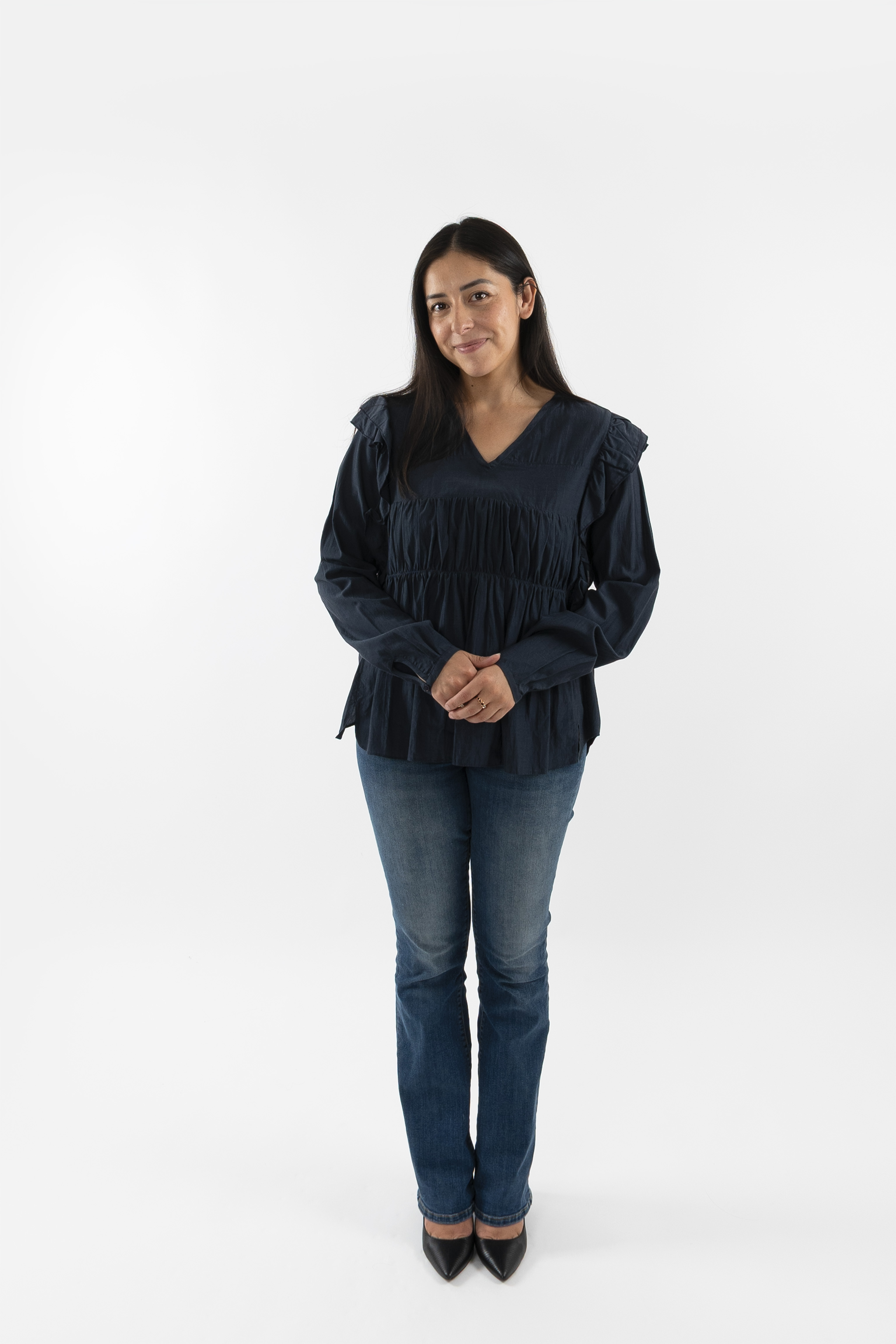 Katoenen ruffle blouse